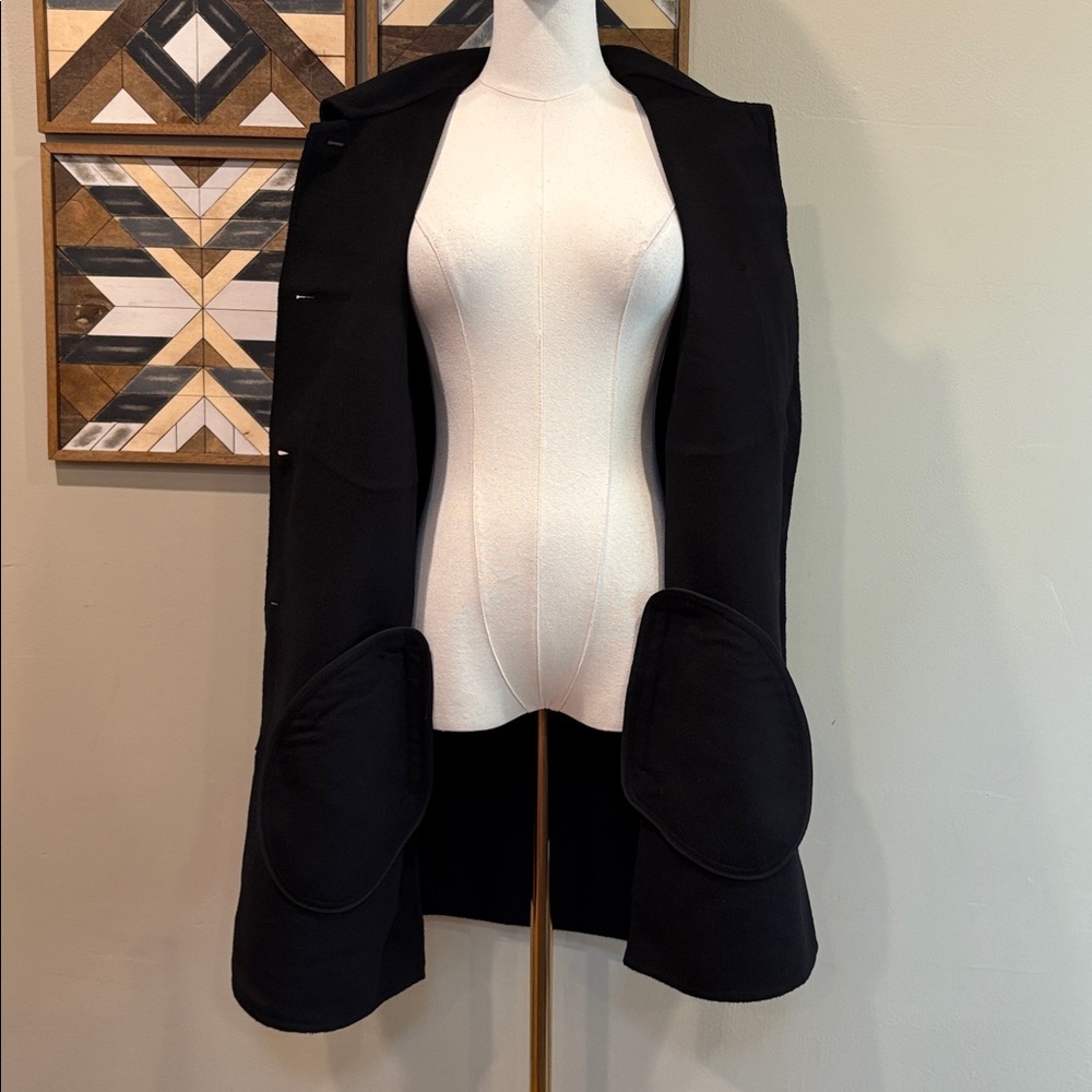 NakedCashmere Felted Wool Cashmere Black Shacket Button Up Cardigan Jacket Large - Picture 10 of 12